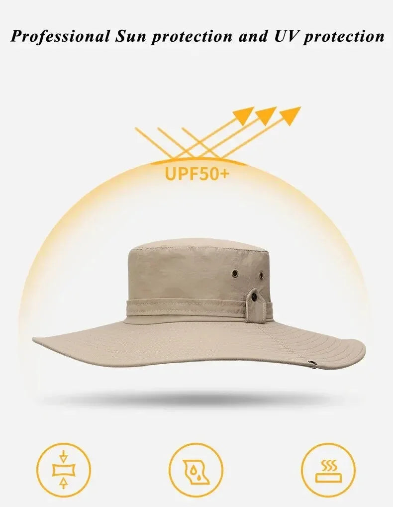 New Sun Protection Fishing Hat Summer Breathable Mesh Camping Hiking Caps Anti-UV Sun Hat Mountaineering Caps Men's Panama Hat