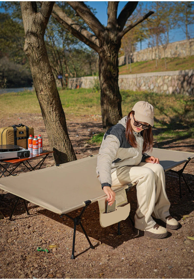 Lohascamping 90cm widen Camping cot Ultralight Portable High-low dual-purpose folding Bed Backpacking Travel hiking Sleeping Cot