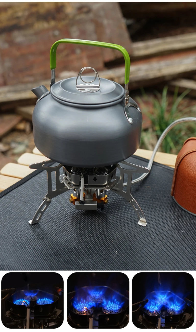 Outdoor Camping Gas Stove Foldable Portable 3 Head Stove for Travel Picnic BBQ 5800W Big Power Camping Windproof Stove Burner