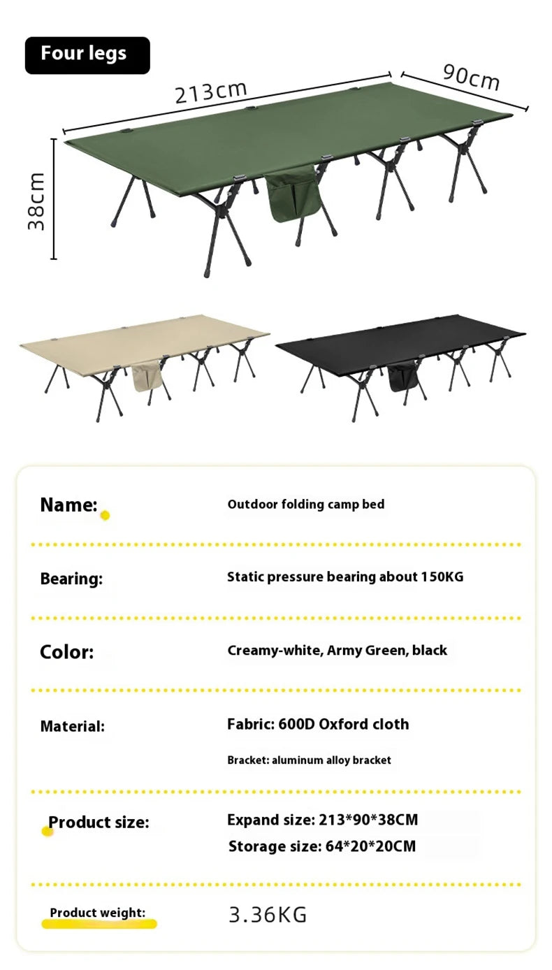 Lohascamping 90cm widen Camping cot Ultralight Portable High-low dual-purpose folding Bed Backpacking Travel hiking Sleeping Cot