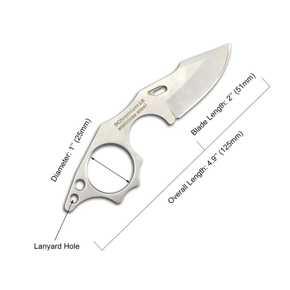 Pocket Fixed Blade Mini Neck Knife Small Lightweight Portable Outdoor Tactical Survival Knife EDC Multi Tool Keychain Knife