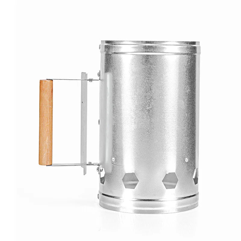 Barbecue Fire Starter Stainless Steel Barbecue Charcoal Burner Portable Handle Ignition Barrel Camping Picnic Cooking Stove Hood