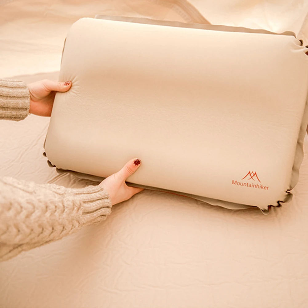 Camping Air Pillow High Rebound Compressible Travel Sponge Pillow Neck Protect Portable Self Inflating Pillow for Camping Hiking