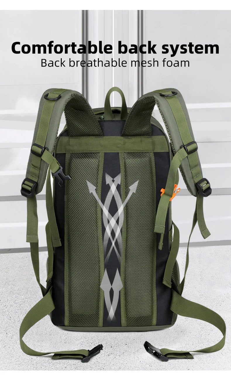 50L Camping Backpack Large Hiking Travel Bags Outdoor Sports Equipment Waterproof Oxford Shoulder Mountain Climbing Rucksack