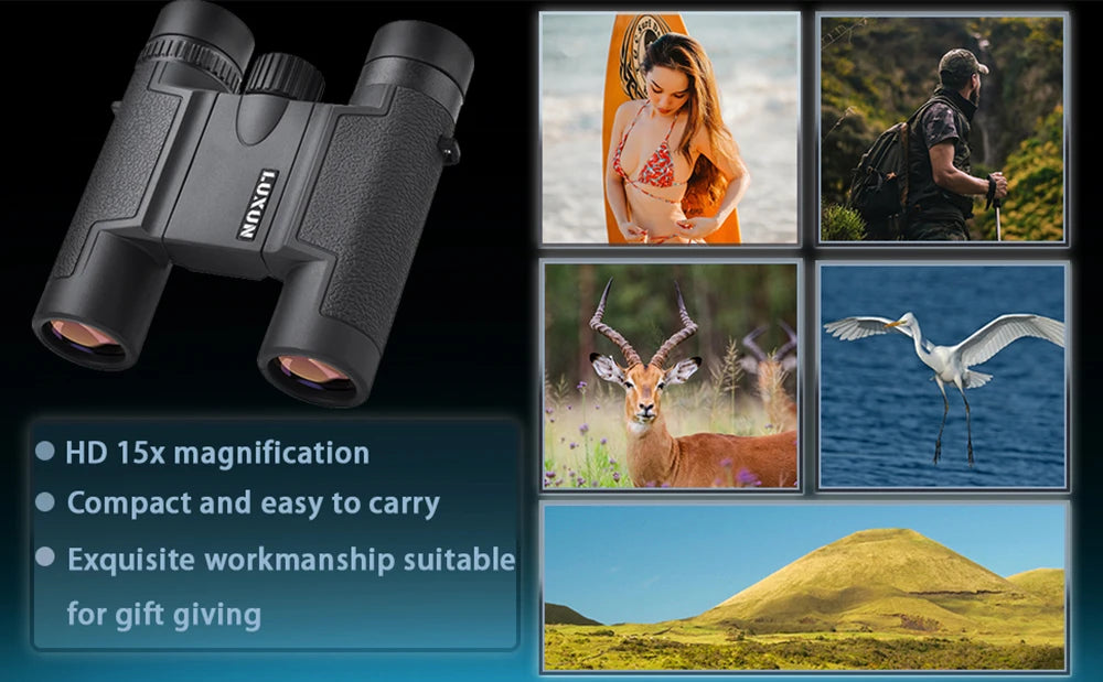 Binoculars 15x25 for Adults Waterproof Durable & Clear Binoculars with Low Light Night Vision for Sightseeing Concerts BirdWatch