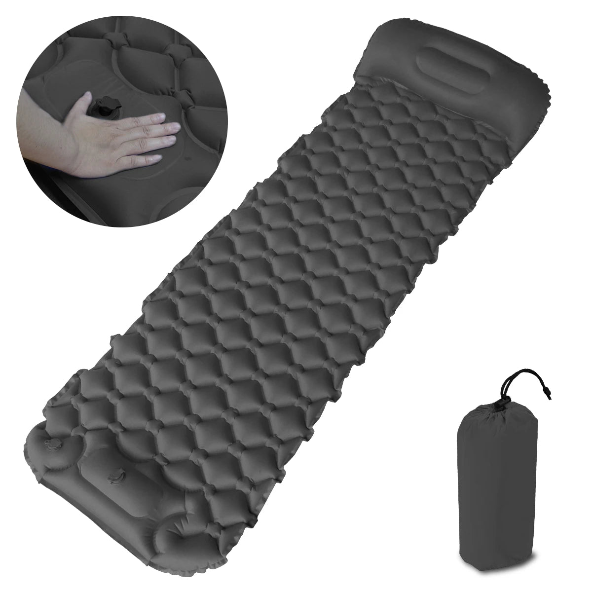 Outdoor Sleeping Pad with Pillow Ultralight, 77”*23.6”*2.4” Inflatable Camp Sleeping Mattress for Adult