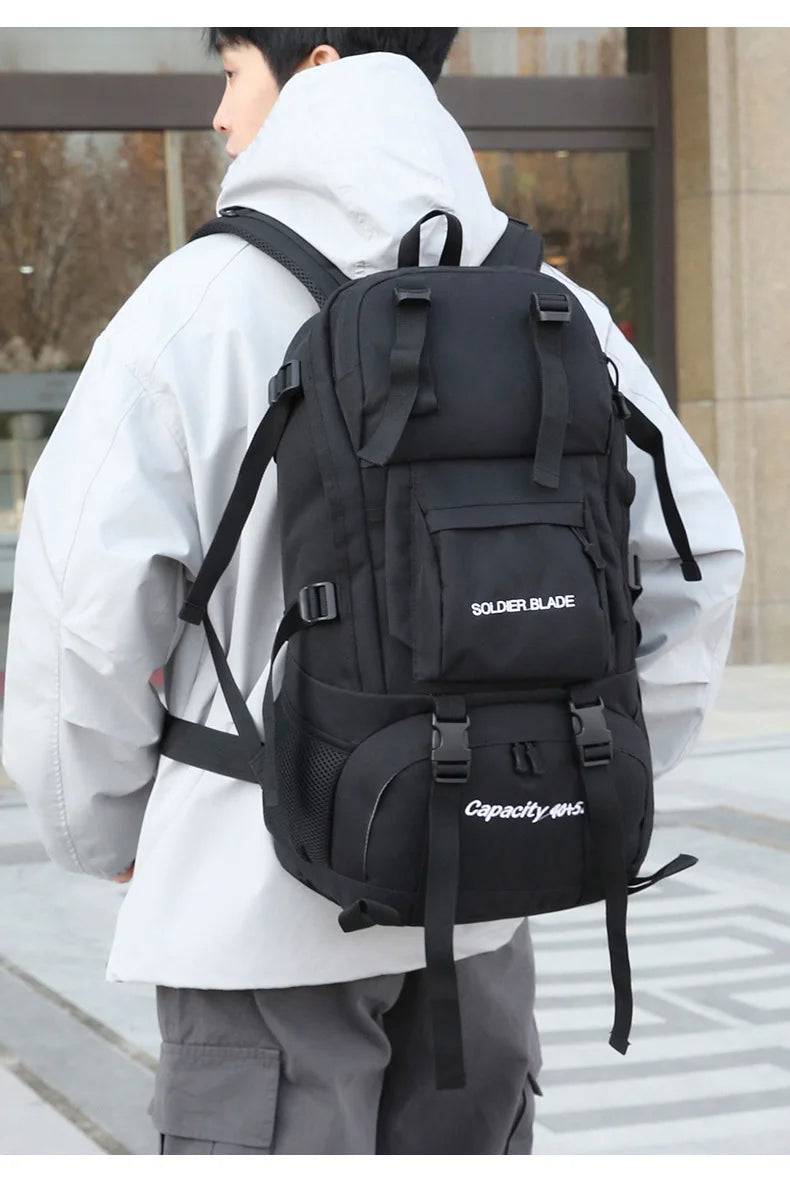 50L Camping Backpack Large Hiking Travel Bags Outdoor Sports Equipment Waterproof Oxford Shoulder Mountain Climbing Rucksack