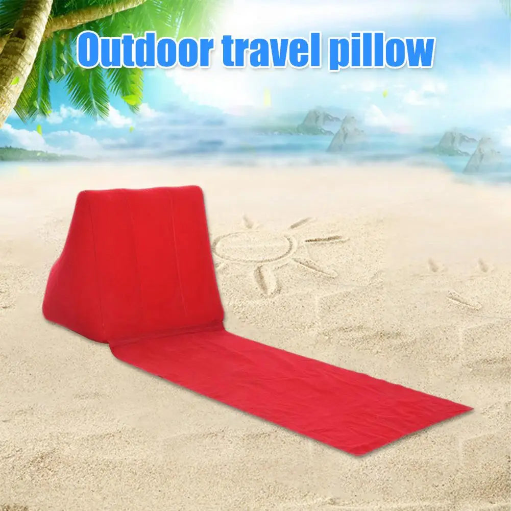 Outdoor Camping Pillow Triangular Cushion PVC Flocking Inflatable Pillow Folding Summer Beach Lying Pillow Travel Equipment Tool