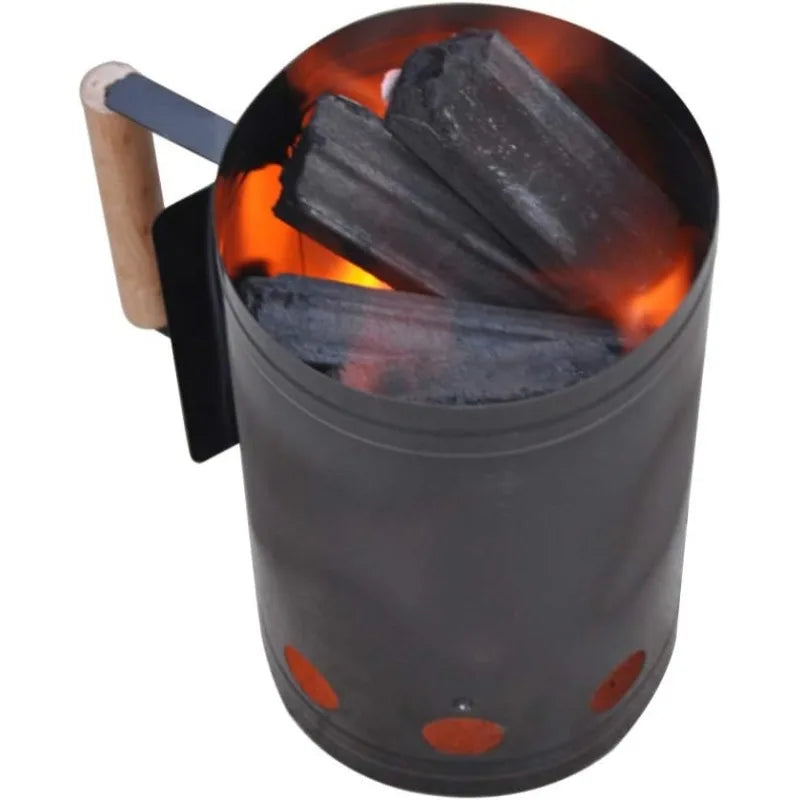 Barbecue Fire Starter Stainless Steel Barbecue Charcoal Burner Portable Handle Ignition Barrel Camping Picnic Cooking Stove Hood
