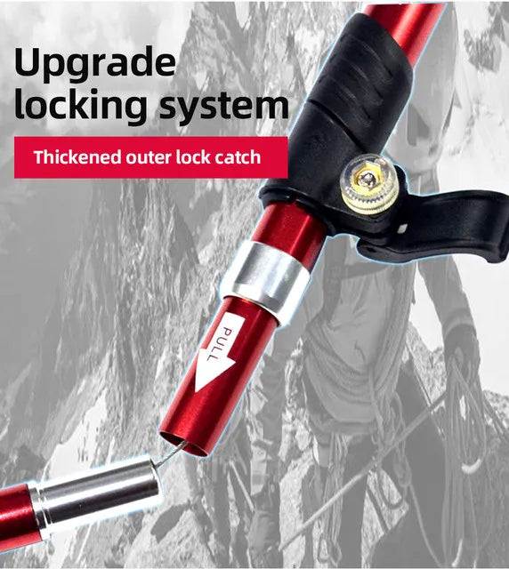 5 Section Outdoor Fold Trekking Pole Camping Portable Walking Hiking Stick For Nordic Elderly Telescopic Easy Put Into Bag 1 PCS