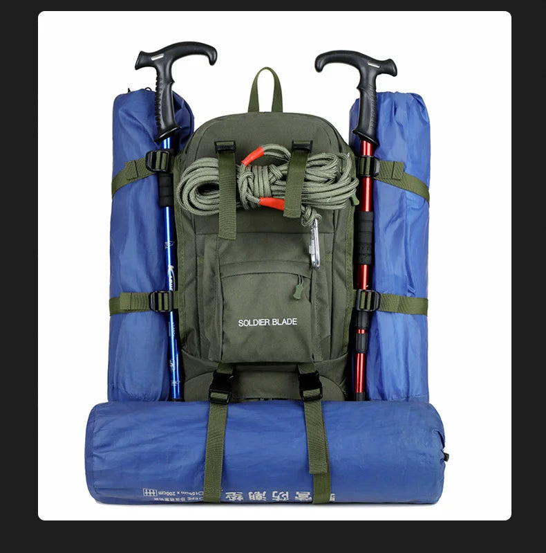 50L Camping Backpack Large Hiking Travel Bags Outdoor Sports Equipment Waterproof Oxford Shoulder Mountain Climbing Rucksack