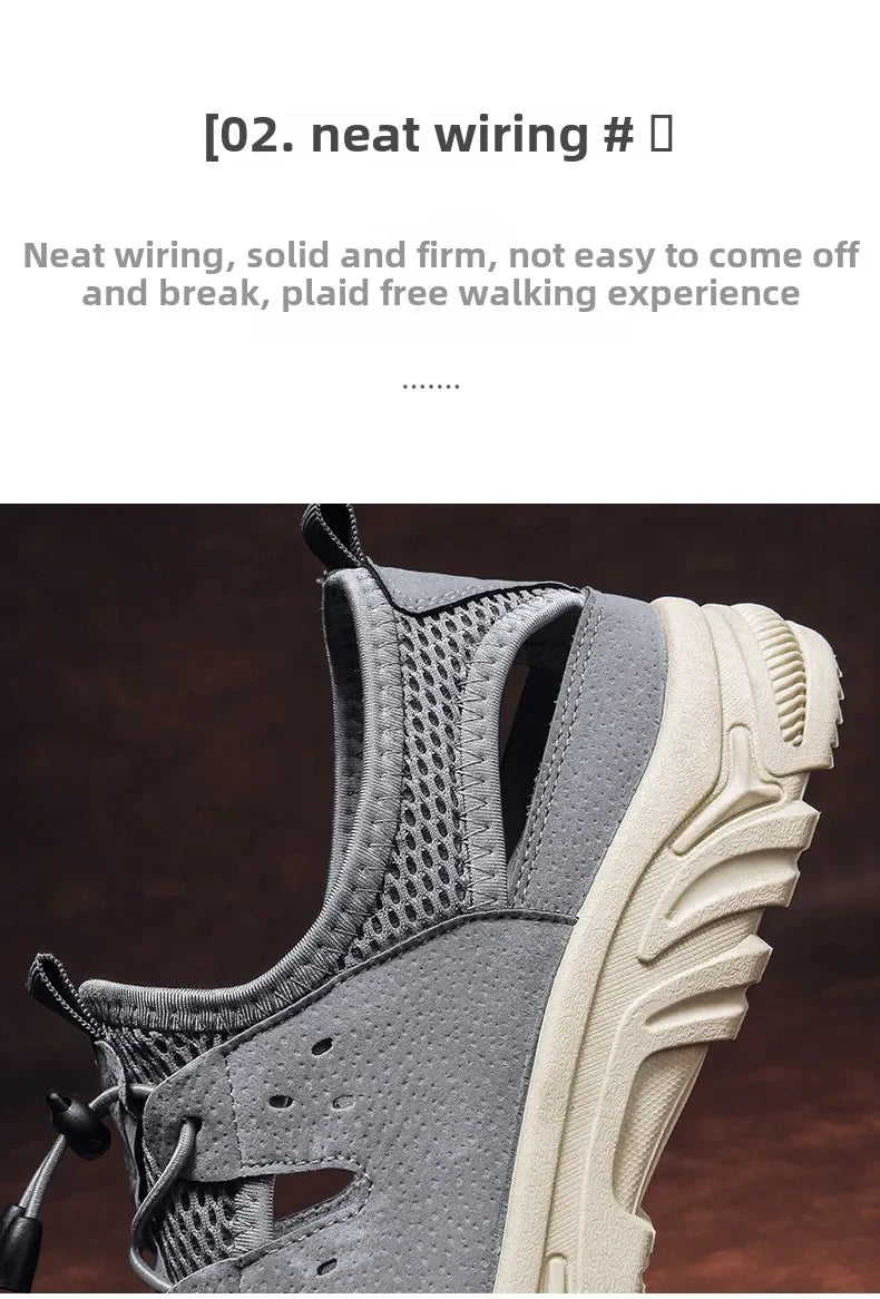 2025 Barefoot Beach Shoes Camping Travel Baotou Sandals Men's Outerwear Trendy Cool Slippers Mesh Quick Drying Sports Sweatproof