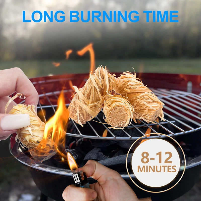 30/60pcs Fire Starters for Campfires,Grill,BBQ,Fireplace,Woodstove-Charcoal Starter - Waterproof,Natural Wood Fireplace Starters