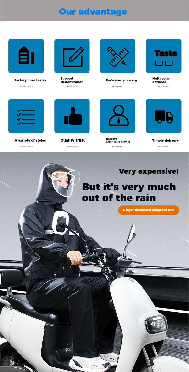 Raincoat and Rainpants Suit Full Body Rainstorm Prevention Electric Bicycle Motorcycle Takeaway Riding Reflective Split Raincoat