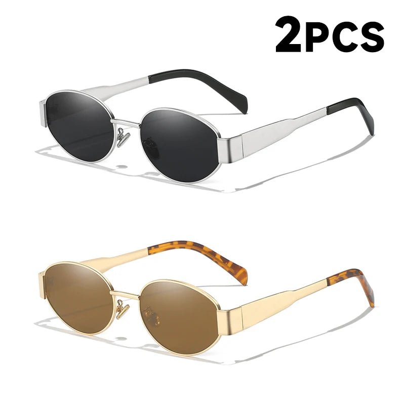 New Sunglasses For Women And Men UV400 Sun Glasses Alloy Oval Eyewear