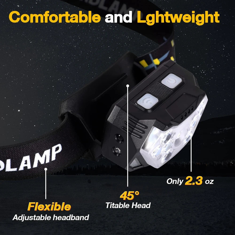 9 Led Strong Light Headlamp USB Rechageable Motion Sensor Headlight Portable Fishing Camping Outdoor Head Lamp Work Flashlight