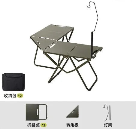 Table Outdoor Camping Tactics Folding Table Picnic Lightweight Portable Full Set Of Equipment Lamp Holder Portable