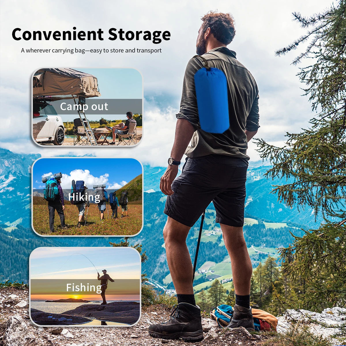 Outdoor Sleeping Pad with Pillow Ultralight, 77”*23.6”*2.4” Inflatable Camp Sleeping Mattress for Adult