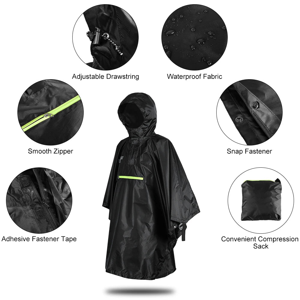 Men Women Raincoat Waterproof Durable Rainwear with Reflective Strip with Reflector Rainproof Poncho