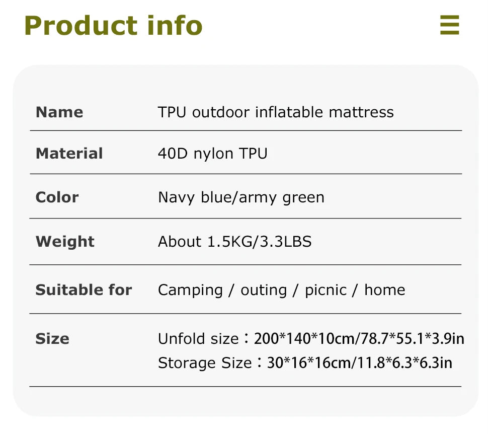 Double Sleeping Pad for Camping Self-Inflating Mat Sleeping Mattress with Pillow for Hiking Outdoor 2 Persons Travel Bed Air Mat