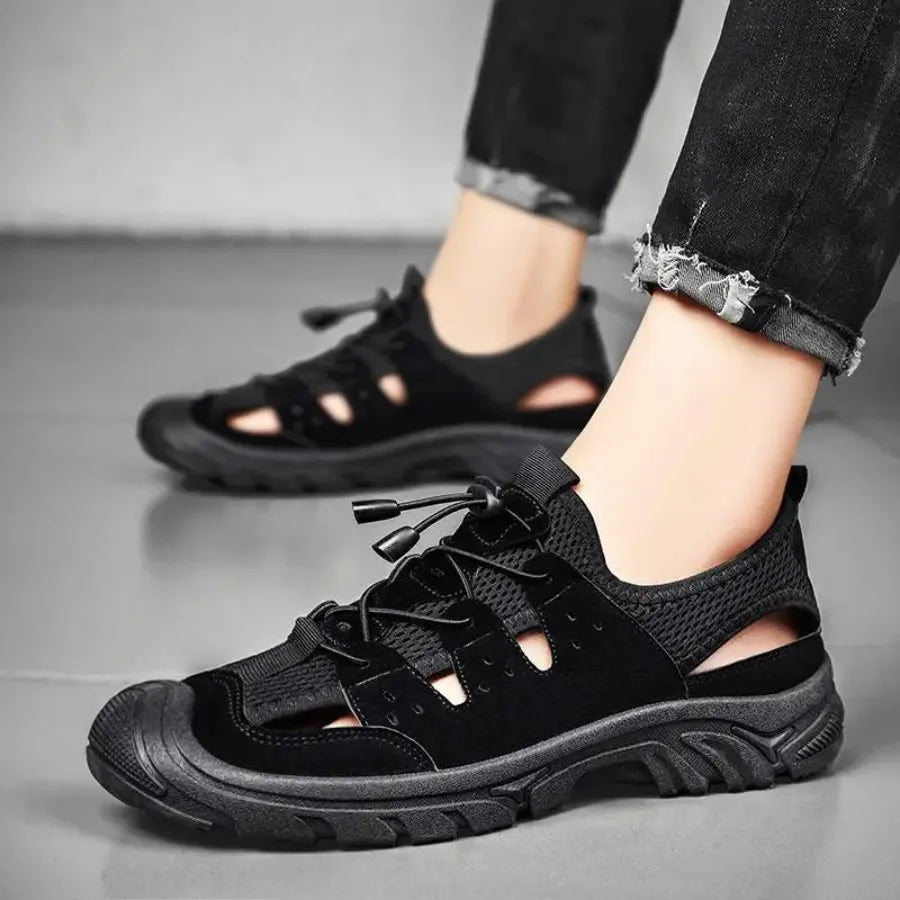 2025 Barefoot Beach Shoes Camping Travel Baotou Sandals Men's Outerwear Trendy Cool Slippers Mesh Quick Drying Sports Sweatproof