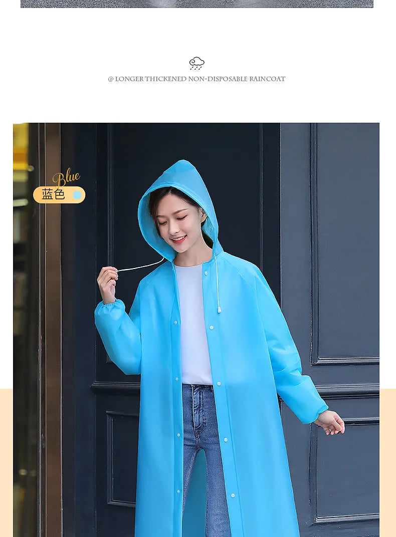 Adult Long Raincoats EVA Impermeable Waterproof Rain Coat Men Women Travel Hooded Beam Port Rain Poncho For Fishing Camping