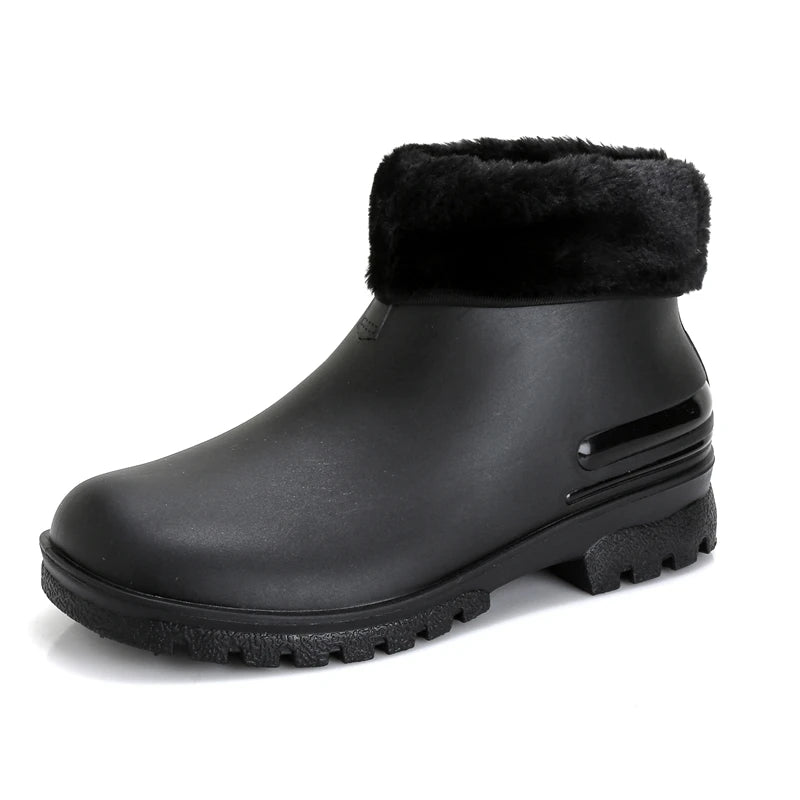 Rain Boots， for Men and Women, New Waterproof Shoes, Short Tube, Non-slip, Thick Sole, Wear-resistant, Warm Couple Camping Shoes