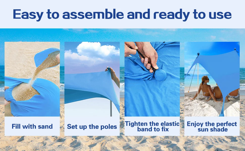 Portable Beach Sun Shade People UV Resistant Camp Bed Tent Sun Shelter Canopy Garden House with Storage Bag for Equipment