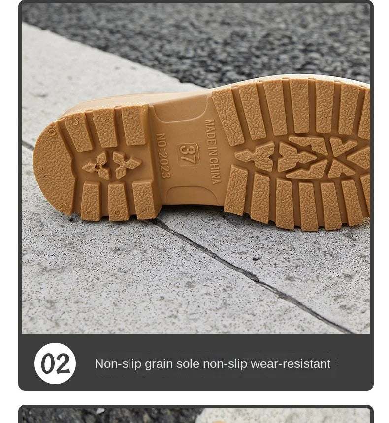 Rain Boots， for Men and Women, New Waterproof Shoes, Short Tube, Non-slip, Thick Sole, Wear-resistant, Warm Couple Camping Shoes