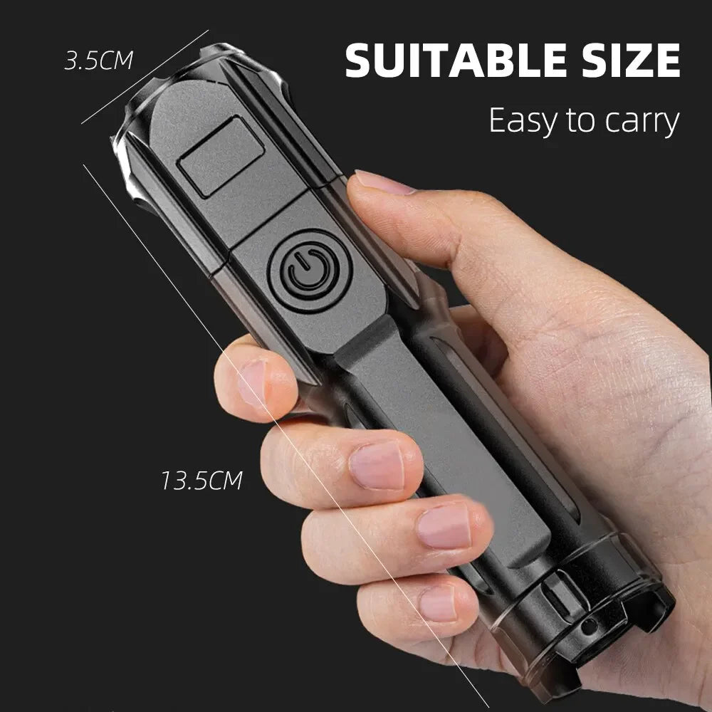 Flash Light Portable Rechargeable Spotlights High Power Led Flashlight Camping Ultra Powerful Protable Flashlight Lamp Work New