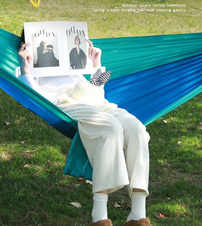 Ultralight Outdoor Hammock – Portable, Anti-Rollover, High Weight Capacity, Parachute Fabric Camping Double Hammock