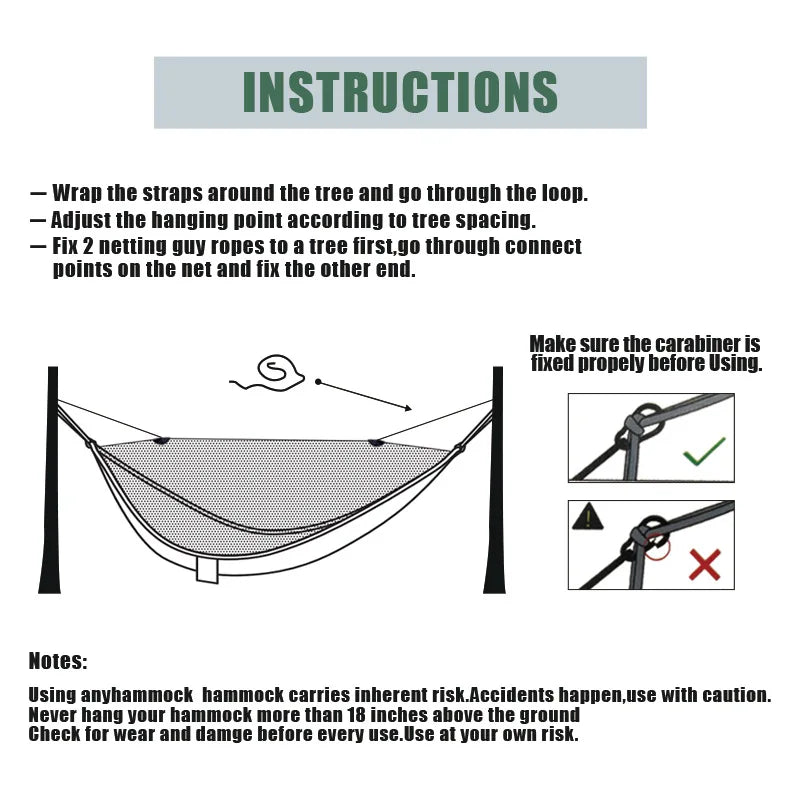 Outdoor Camping Hammock with Hanging Straps for Backpacking Travel Beach Yard and Garden Nylon Parachute Portable Hanging Bed