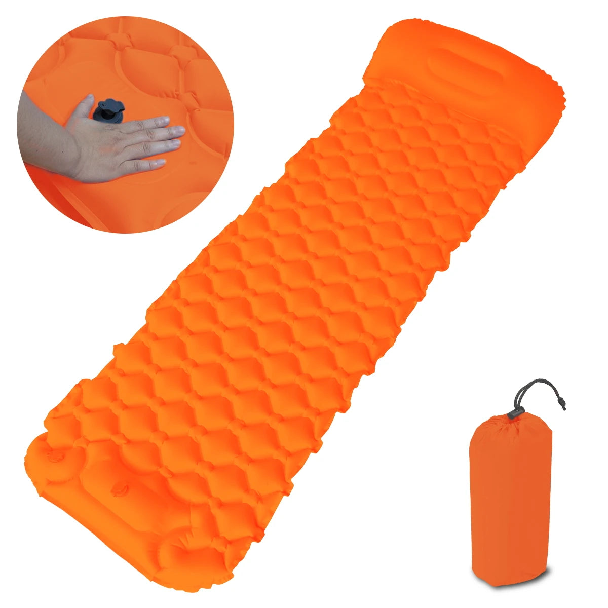 Outdoor Sleeping Pad with Pillow Ultralight, 77”*23.6”*2.4” Inflatable Camp Sleeping Mattress for Adult