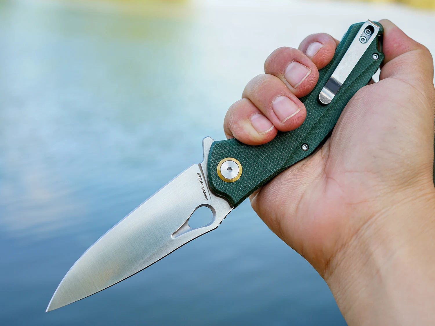 Practical Pocket knife made with14C28N Steel,Reversible Deep-carry Pocket Clip,Flipper. For Outdoor Camping and Gift, EDC Knife