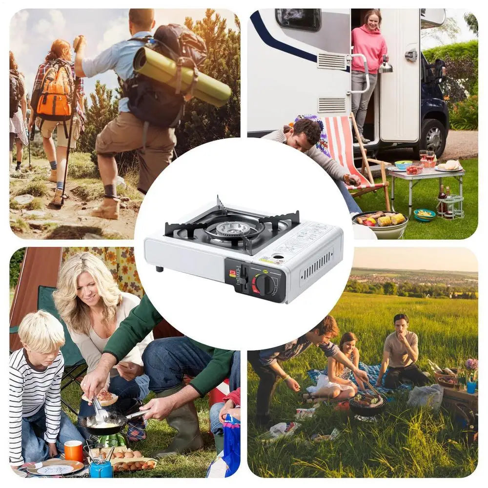 Portable Stove For Camping Compact Camping Stove Powerful Burner Heavy Duty Cooker Multi-Stage Flame Control Automatic Ignition