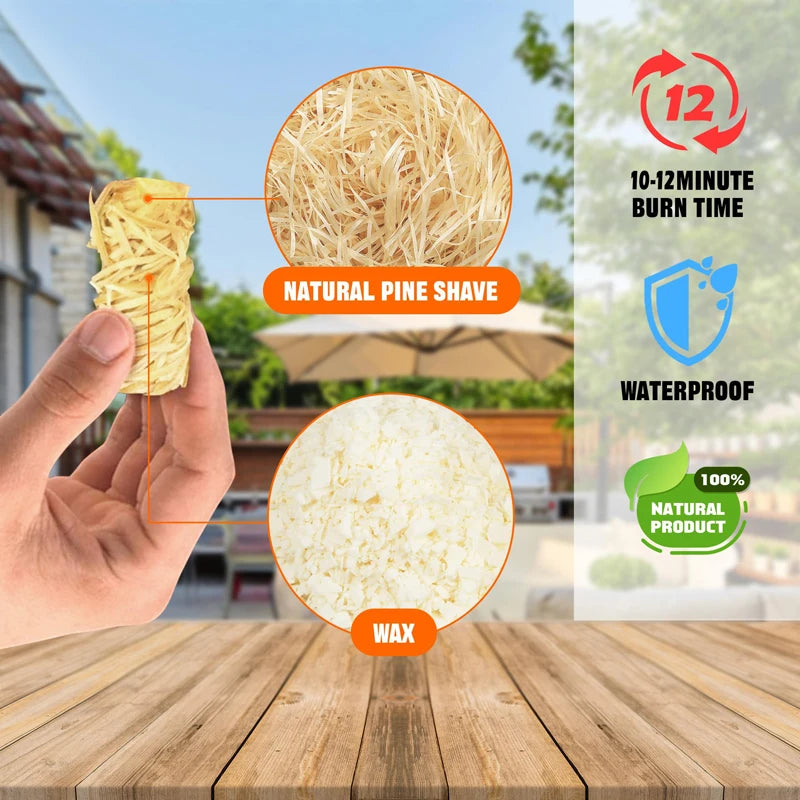 30/60pcs Fire Starters for Campfires,Grill,BBQ,Fireplace,Woodstove-Charcoal Starter - Waterproof,Natural Wood Fireplace Starters