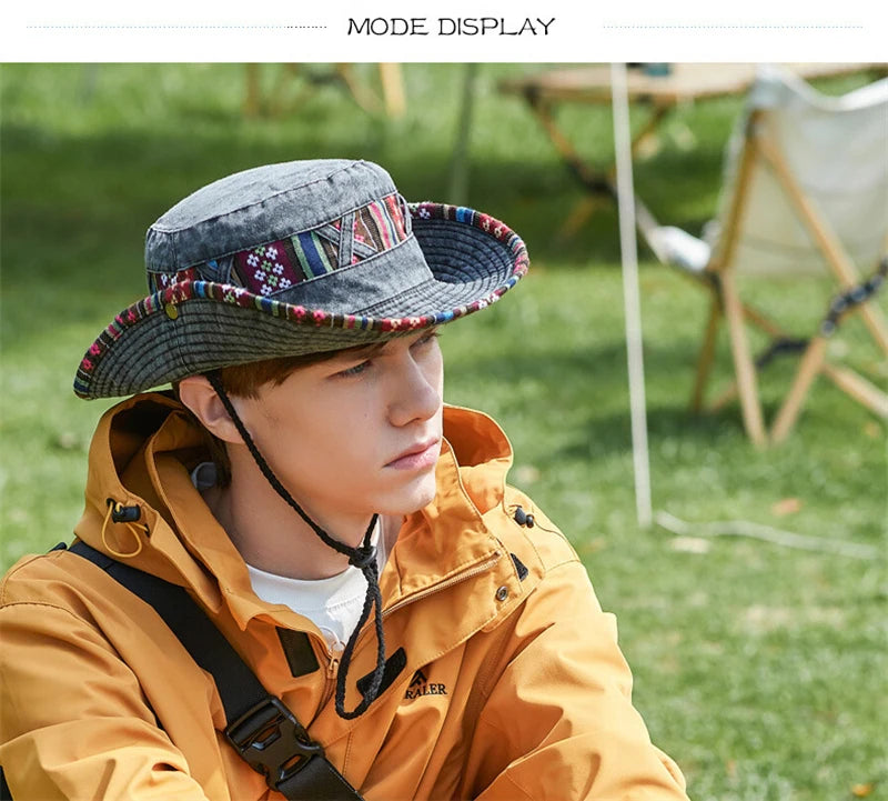 2024 Fashion Summer Bucket Hat Outdoor Camping Cap Hiking Fishing Hats Fishing Accessories Bike Accessories Cowboy Hats Sun Caps