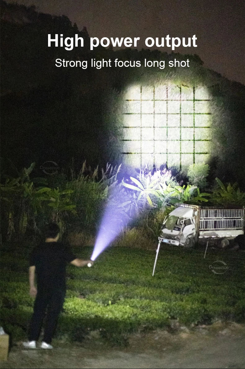 Powerful Flashlights Rechargeable LED Flash Lights Battery Display Hand Lantern Waterproof Lamps Outdoor Adventure Camping Torch