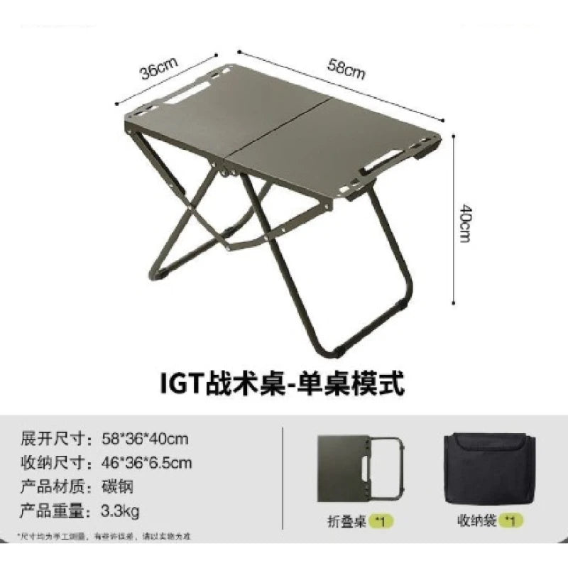 Table Outdoor Camping Tactics Folding Table Picnic Lightweight Portable Full Set Of Equipment Lamp Holder Portable