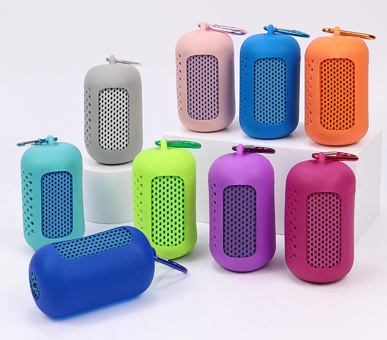 Cooling Towel Circular Silicone Wrapped Cold Towel Quick Drying Microfiber Towels Beach Accessories Towel Sport Fitness