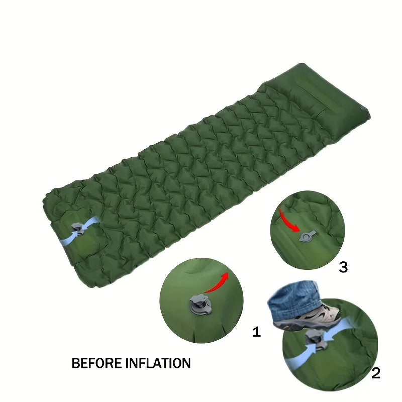 Sleeping Pad for Camping-Upgraded Ultralight Inflatable Air Mattress with Pillow,  Air Mattress One Second Deflation