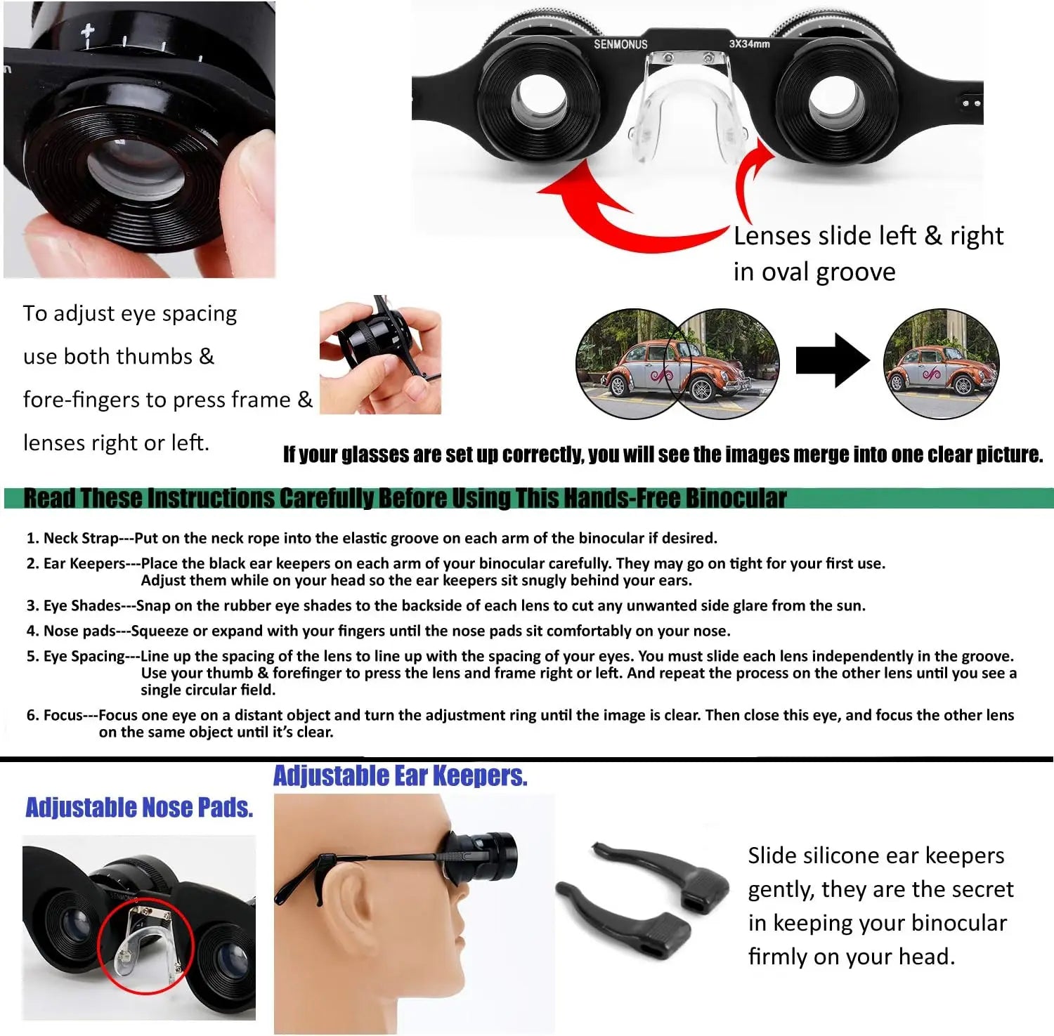 Fishing Binoculars for outdoor bird watching, fishing, sports, theater professional hands-free glasses HD portable telescope