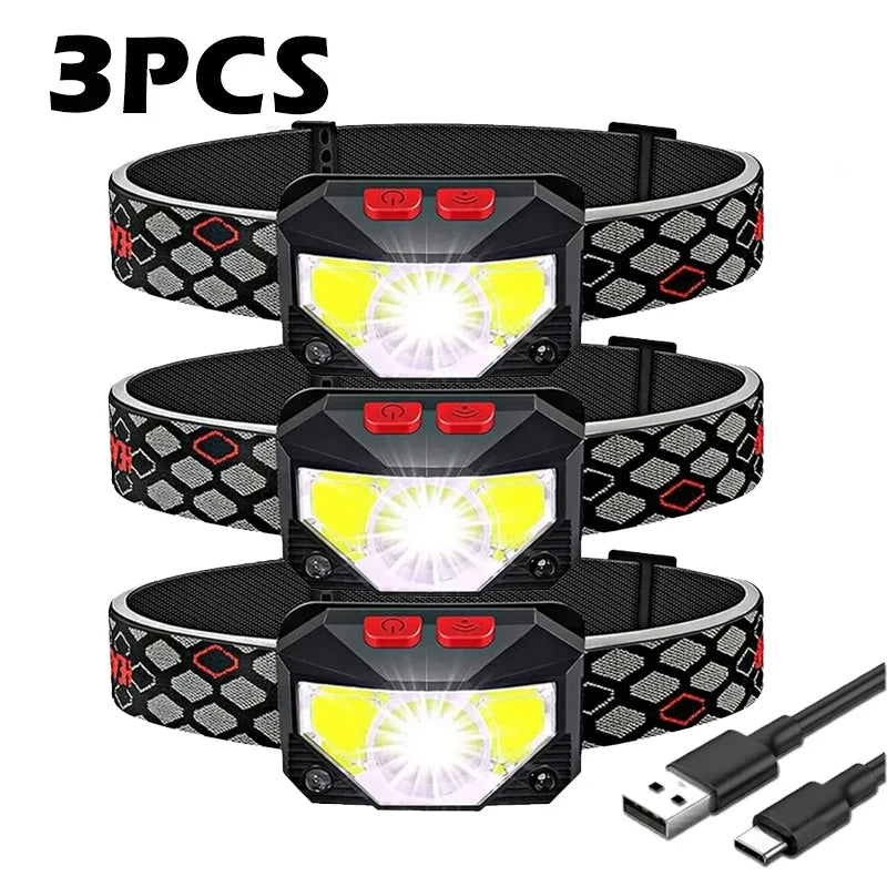 Headlamp Flashlight, 1200 Lumen Ultra-Light Bright LED Rechargeable Headlight with White Red Light,2Pack Waterproof Motion