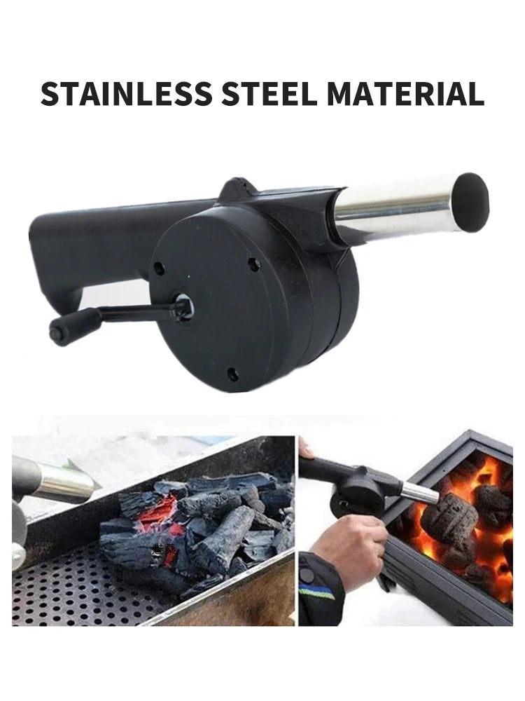 BBQ Fan Air Blower Fast Fire Starter Portable Manual Hand Crank for Outdoor Picnic Camping Cooking Barbecue Charcoal Grills Stov