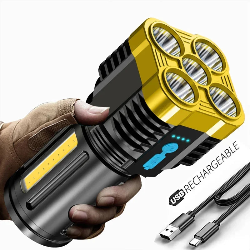 4 LED Lamp Flashlight Powerful Flashlight With COB Side Light 4 Modes USB Rechargeable Torch Camping Adventure Tool Searchlight