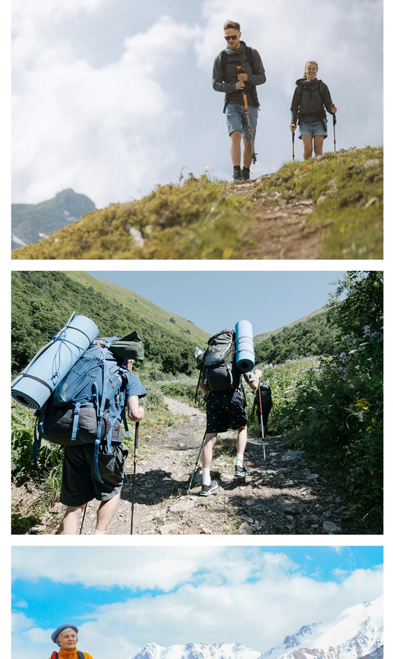 Outdoor Foldable Walking Stick Camping Portable Trekking Poles Adjustable Telescopic Alpenstock For Hiking Mountaineering