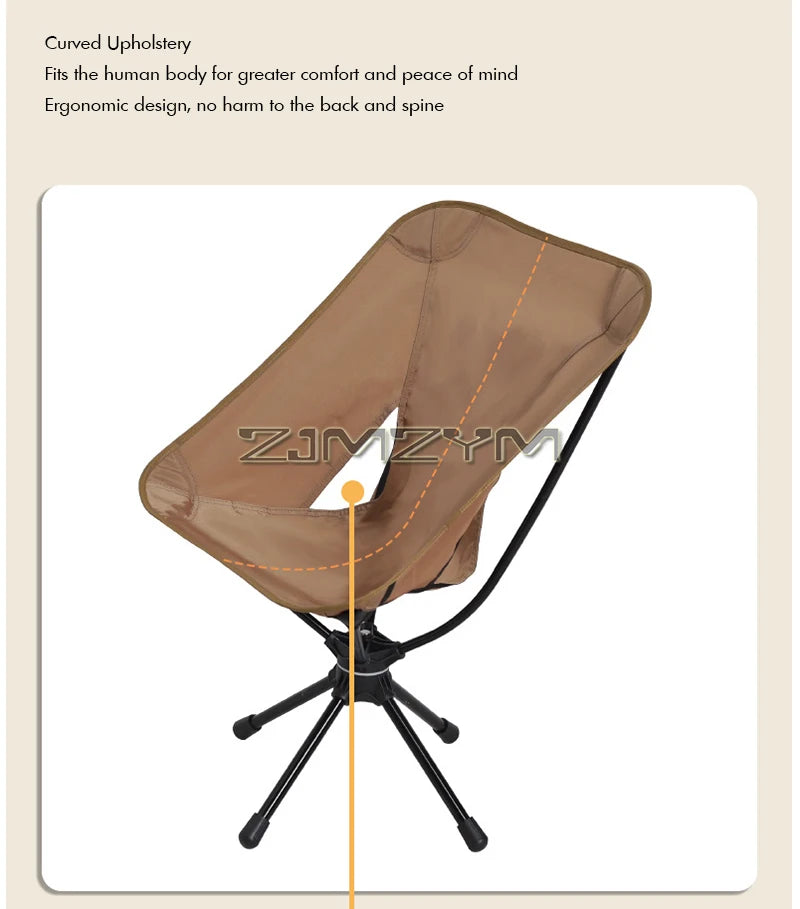 Swivel Portable Camping Chair Compact Collapsible Folding Chair with Carry Bag - Support 140kg - Outdoor Backpacking Chair