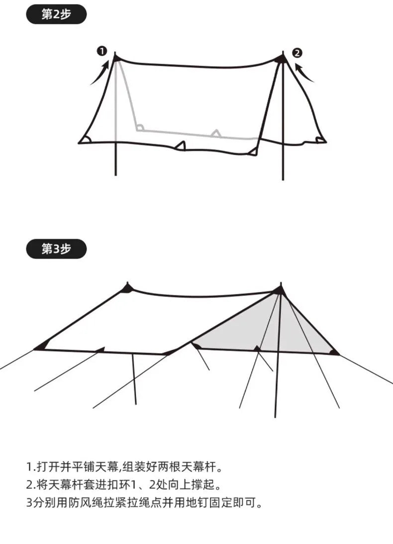 Canopy tent outdoor camping shade hexagonal vinyl coated silver thickened curtain sun protection pergola camping picnic equipmen