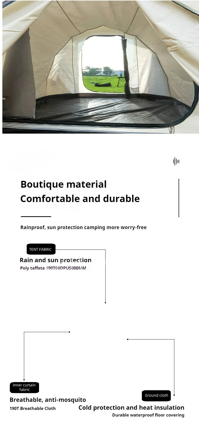 Outdoor camping tent one-bedroom one-living room large space thickened windproof rainproof and sunshade tent Camping Shelters