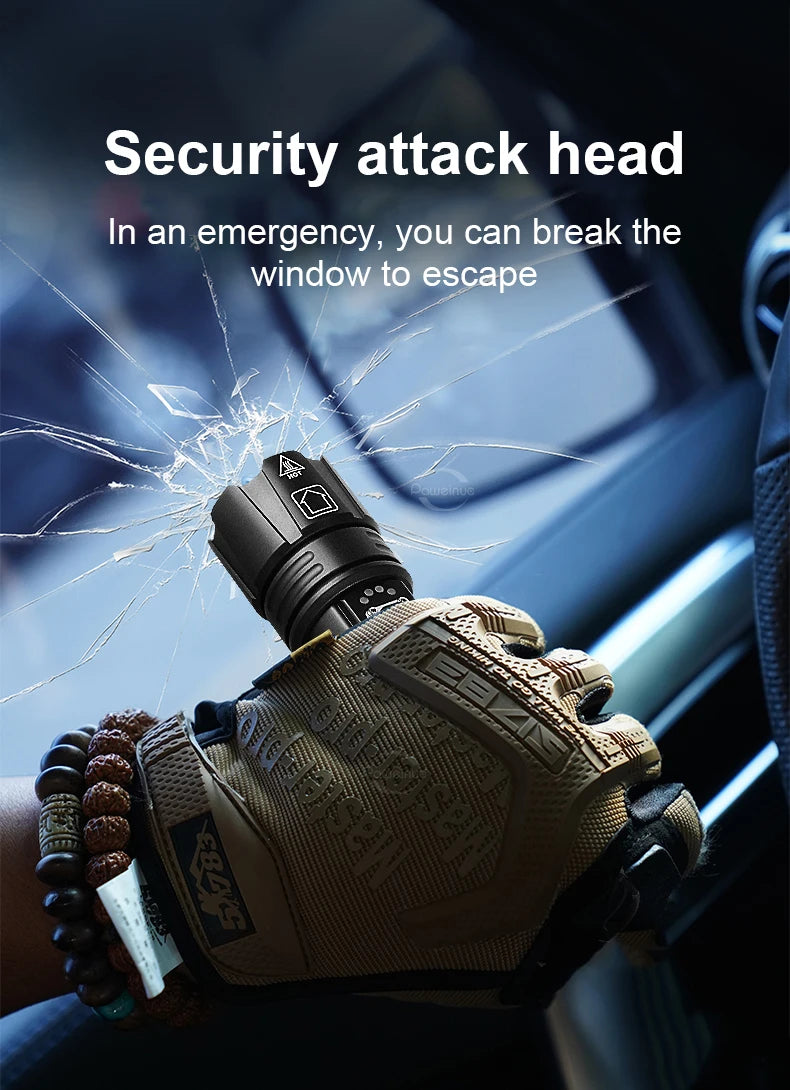 Powerful Flashlights Rechargeable LED Flash Lights Battery Display Hand Lantern Waterproof Lamps Outdoor Adventure Camping Torch